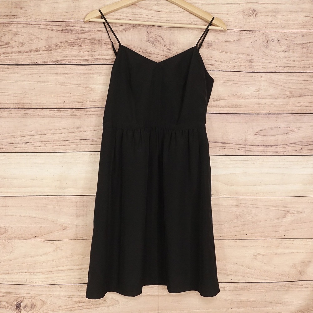 J.Crew A-Line Dress Womens 2 Black Excellent V-Neck Adjustable Straps 43785